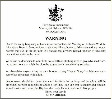 warning of lions